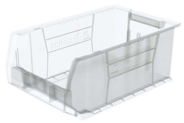 Super Size Bin, Clear, Plastic, 20 in L x 12 3/8 in W x 8 in H, 200 lb Load Capacity