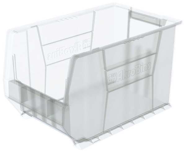 Super Size Bin, Clear, Plastic, 20 in L x 12 3/8 in W x 12 in H, 200 lb Load Capacity