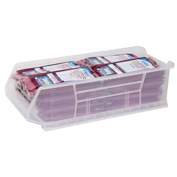 Super Size Bin, Clear, Plastic, 23 7/8 in L x 11 in W x 7 in H, 200 lb Load Capacity
