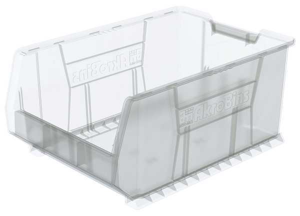 Super Size Bin, Clear, Plastic, 23 7/8 in L x 16 1/2 in W x 11 in H, 300 lb Load Capacity