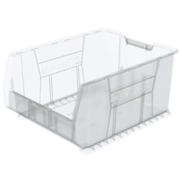 Super Size Bin, Clear, Plastic, 23 7/8 in L x 18 1/4 in W x 12 in H, 300 lb Load Capacity