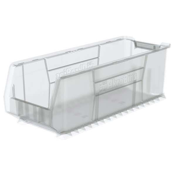 Super Size Bin, Clear, Plastic, 29 7/8 in L x 11 in W x 10 in H, 300 lb Load Capacity