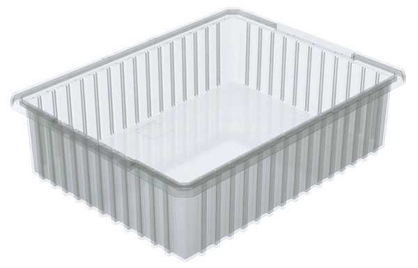 Divider Box, Clear, Industrial Grade Polymer, 22 3/8 in L, 17 3/8 in W, 6 in H