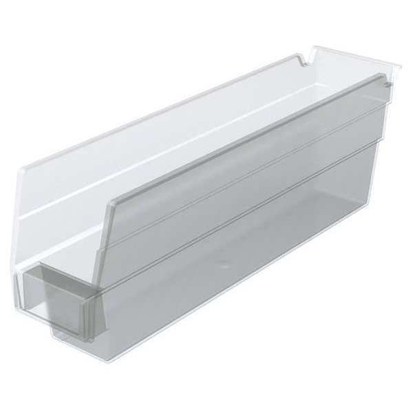 Shelf Storage Bin, Clear, Plastic, 11 5/8 in L x 2 3/4 in W x 4 in H, 7 lb Load Capacity