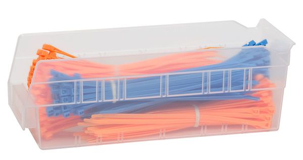 Shelf Storage Bin, Clear, Plastic, 11 5/8 in L x 4 1/8 in W x 4 in H, 10 lb Load Capacity
