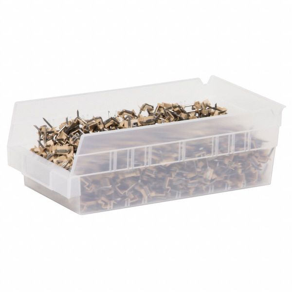 Shelf Storage Bin, Clear, Plastic, 11 5/8 in L x 6 5/8 in W x 4 in H, 15 lb Load Capacity