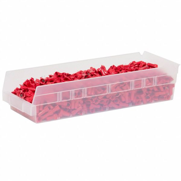 Shelf Storage Bin, Clear, Plastic, 17 7/8 in L x 6 5/8 in W x 4 in H, 20 lb Load Capacity