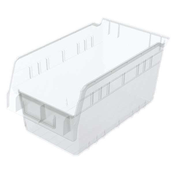 Shelf Storage Bin, Clear, Plastic, 11 5/8 in L x 6 5/8 in W x 6 in H, 30 lb Load Capacity