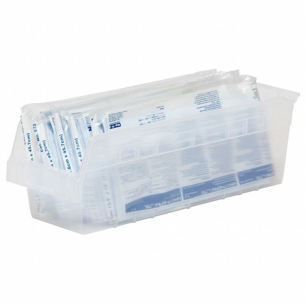Shelf Storage Bin, Clear, Plastic, 17 7/8 in L x 6 5/8 in W x 6 in H, 35 lb Load Capacity