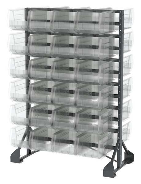 Steel Bin Rail Floor Rack, 36 in W x 30 in D x 54 in H, Clear