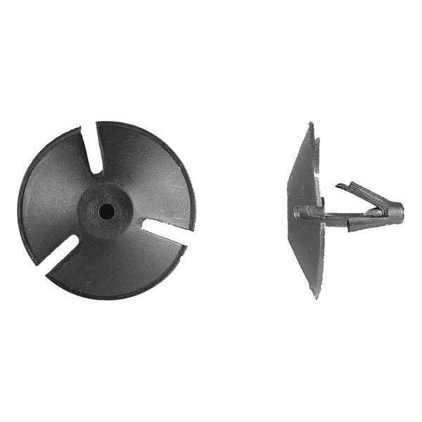 Push-In Rivet, Dome Head, 1/4 in Dia., 13/16 in L, Nylon Body, 25 PK
