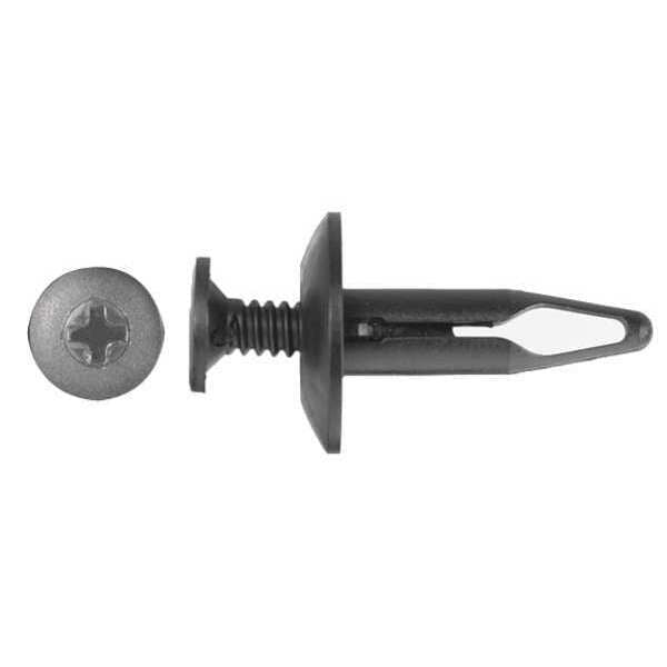 Push-In Rivet, Dome Head, 1/4 in Dia., 29/32 in L, Nylon Body, 25 PK