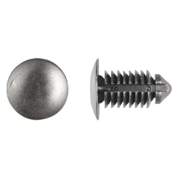 Push-In Rivet, Dome Head, 9 mm Dia., 19.5 mm L, Nylon Body, 50 PK