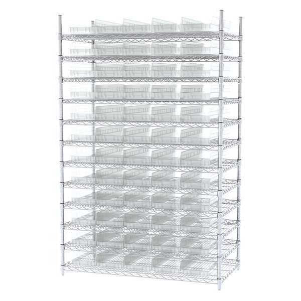 Steel Bin Shelving, 48 in W x 74 in H x 24 in D, 12 Shelves, Clear