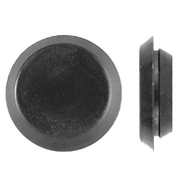 Button Spoke Screw Plug, 3/4 in Dia, Black, Plastic 100 PK