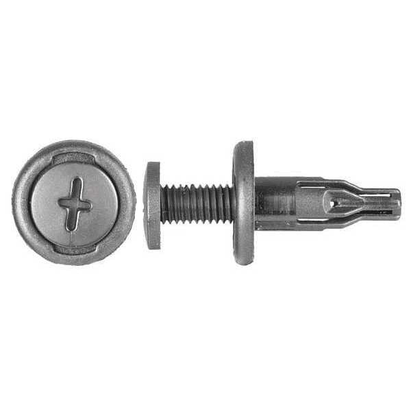 Push-In Rivet, Dome Head, 8 mm Dia., 21 mm L, Nylon Body, 10 PK