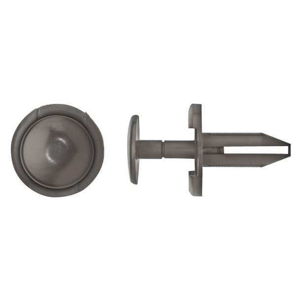 Push-In Rivet, Dome Head, 6 mm Dia., 16 mm L, Nylon Body, 25 PK
