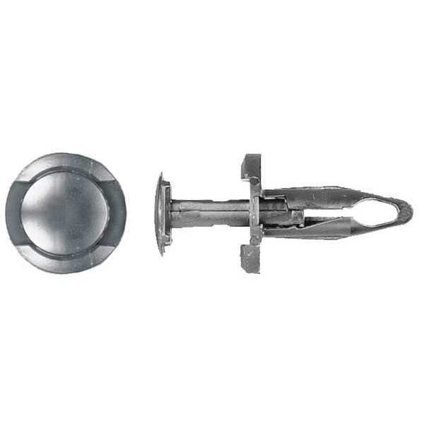 Push-In Rivet, Dome Head, 1/4 in Dia., 3/4 in L, Nylon Body, 25 PK