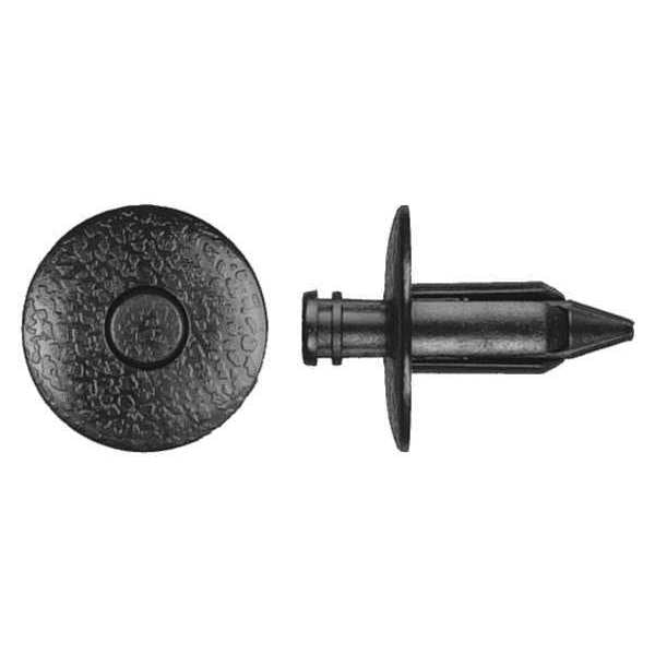 Push-In Rivet, Dome Head, 7 mm Dia., 16 mm L, Nylon Body, 25 PK