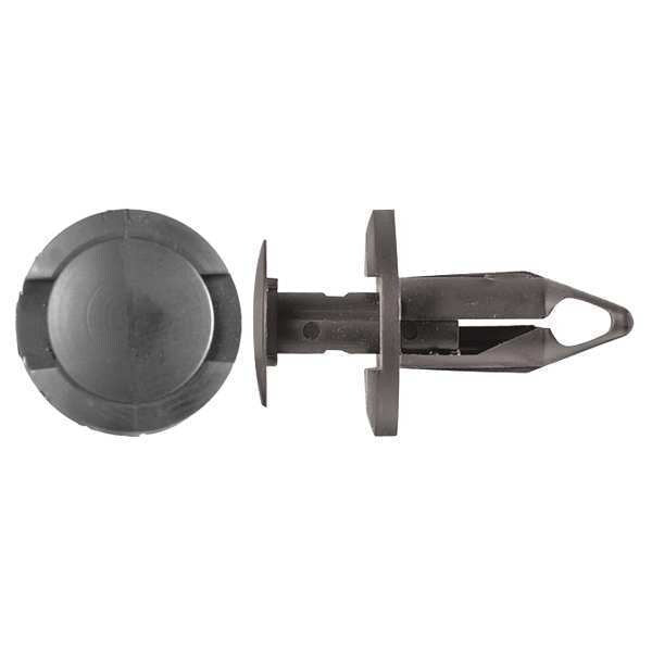 Push-In Rivet, Dome Head, 8 mm Dia., 20 mm L, Nylon Body, 25 PK