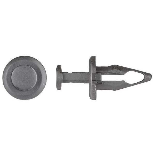 Push-In Rivet, Dome Head, 9.5 mm Dia., 23 mm L, Nylon Body, 25 PK