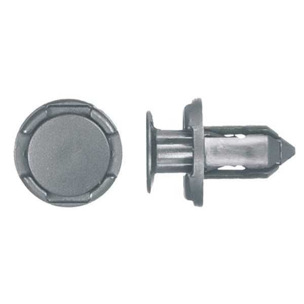 Push-In Rivet, Dome Head, 9 mm Dia., 13 mm L, Nylon Body, 15 PK