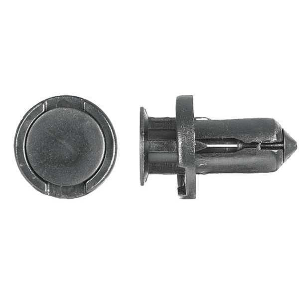Push-In Rivet, Dome Head, 10 mm Dia., 15 mm L, Nylon Body, 15 PK