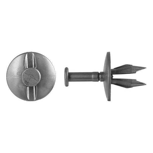 Rivet, Round Head, 0.375 in Dia., 0.688 in L, Nylon Body, 25 PK