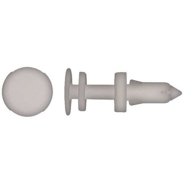 Push-In Rivet, Dome Head, 1/4 in Dia., 11/16 in L, Nylon Body, 50 PK