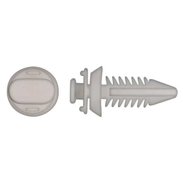 Push-In Rivet, Dome Head, 6.5 mm Dia., 21 mm L, Nylon Body, 50 PK
