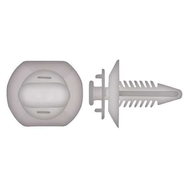 Push-In Rivet, Dome Head, 6.5 mm Dia., 21 mm L, Nylon Body, 25 PK