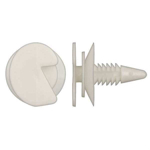 Push-In Rivet, Dome Head, 1/4 in Dia., 29/32 in L, Nylon Body, 50 PK