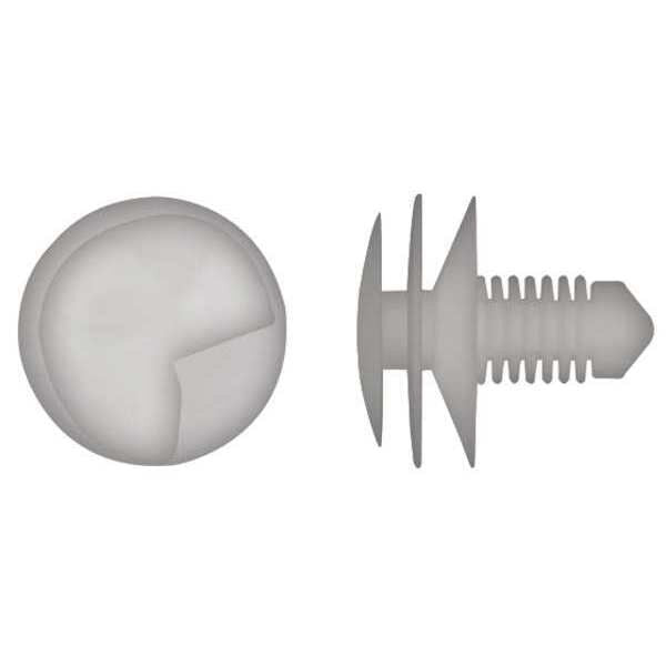 Push-In Rivet, Dome Head, 7 mm Dia., 14.8 mm L, Nylon Body, 50 PK