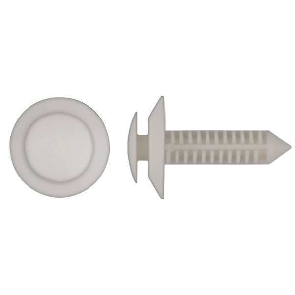 Push-In Rivet, Dome Head, 0.313 in Dia., 1 in L, Nylon Body, 50 PK