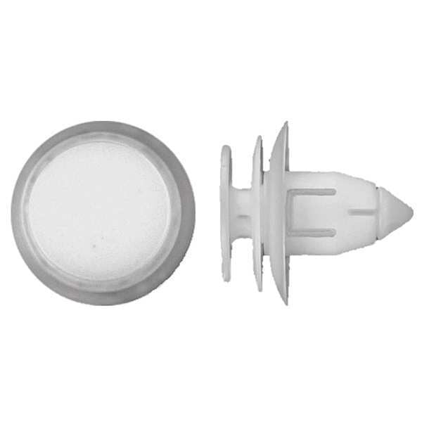Push-In Rivet, Dome Head, 9.5 mm Dia., 14 mm L, Nylon Body, 25 PK