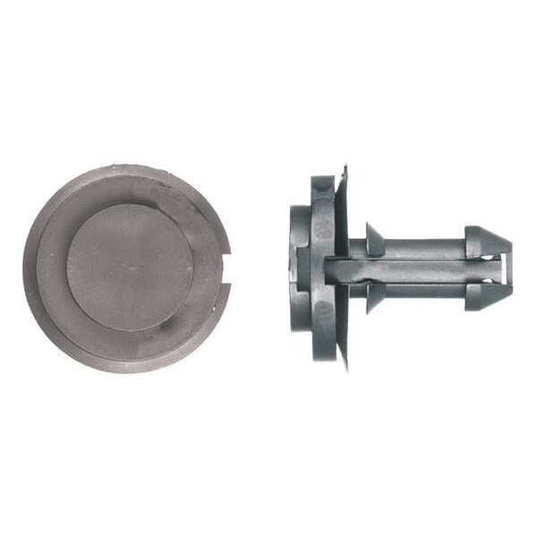 Push-In Rivet, Dome Head, 12 mm Dia., 24 mm L, Nylon Body, 15 PK