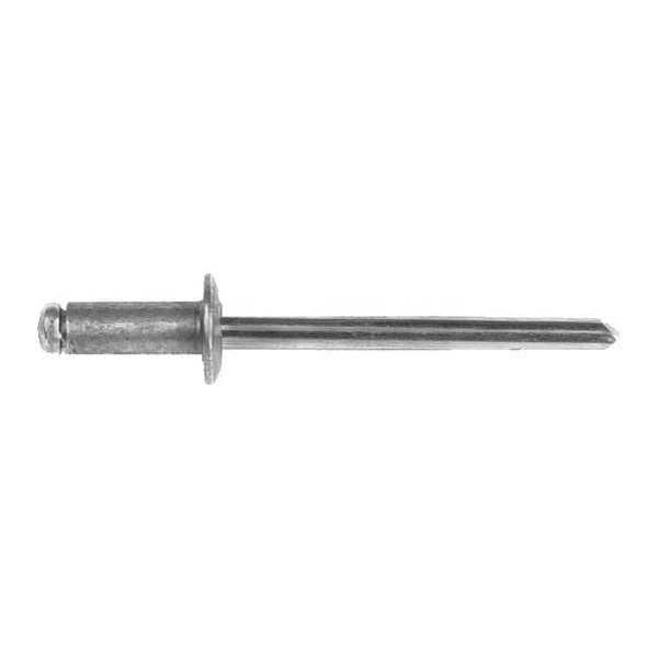 Blind Rivet, Dome Head, 3/16 in Dia., 13/32 in L, Aluminum Body, 100 PK
