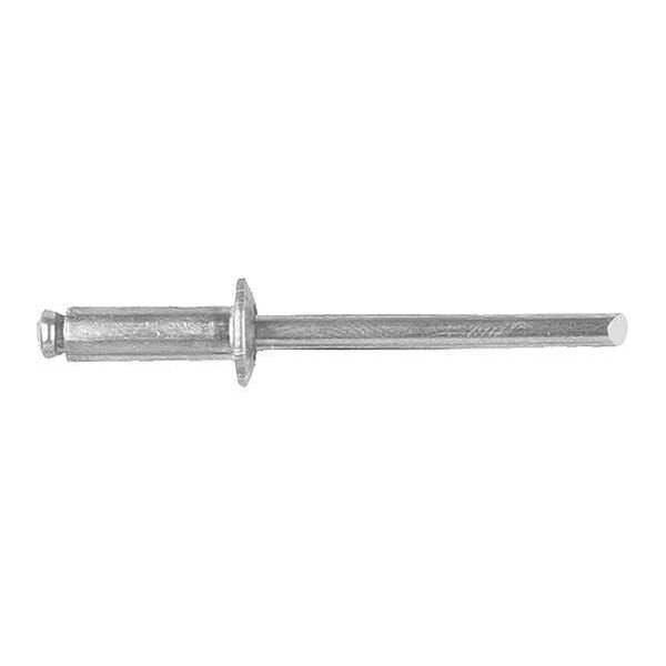 Blind Rivet, Dome Head, 3/16 in Dia., 17/32 in L, Aluminum Body, 100 PK