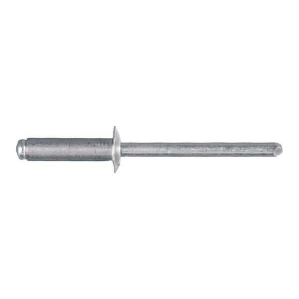 Blind Rivet, Dome Head, 3/16 in Dia., 21/32 in L, Aluminum Body, 100 PK