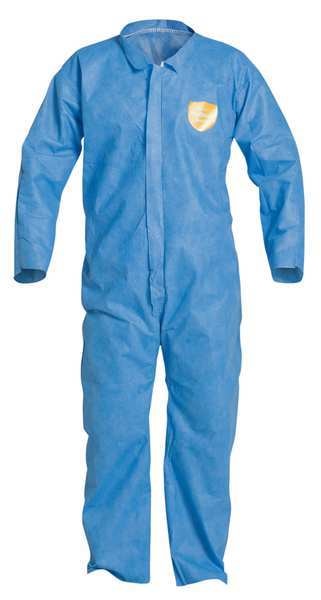 Collared Disposable Coverall, 25 PK, Blue, SMS, Zipper
