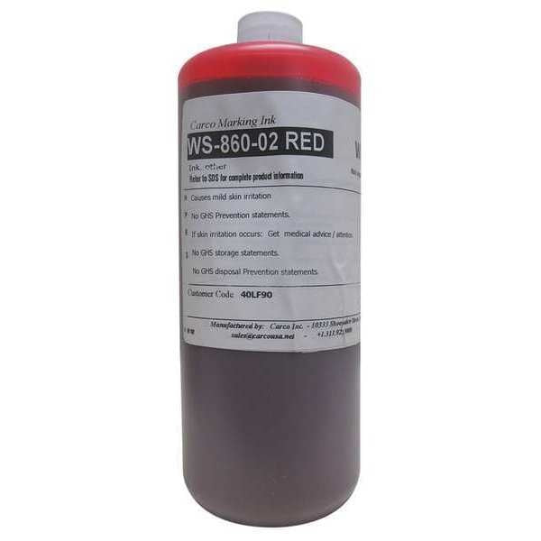 Marking Ink, Dye Type, Red, qt., 5 to 15 min