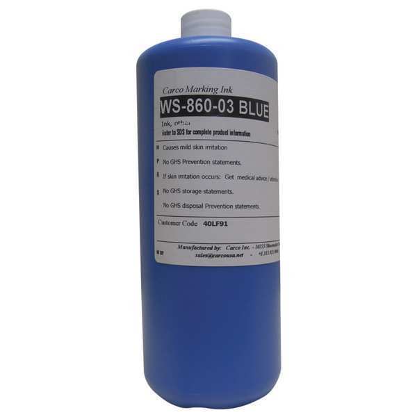 Marking Ink, Dye, Blue, qt., 5 to 15 min