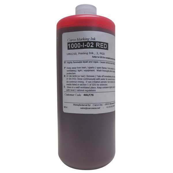 Marking Ink, Dye, Red, qt., 30 to 60 sec