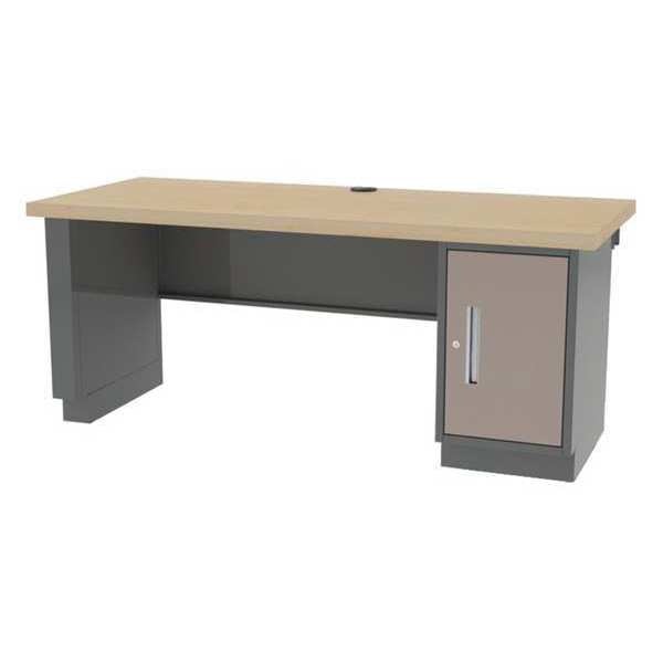 Workbench, Butcher Block, 60 in W, 29 3/4 in Height, 1,800 lb, Panel/Pedestal