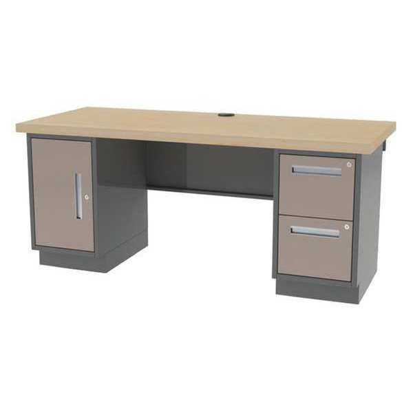 Workbench, Butcher Block, 72 in W, 35 3/4 in Height, 1,800 lb, Pedestal
