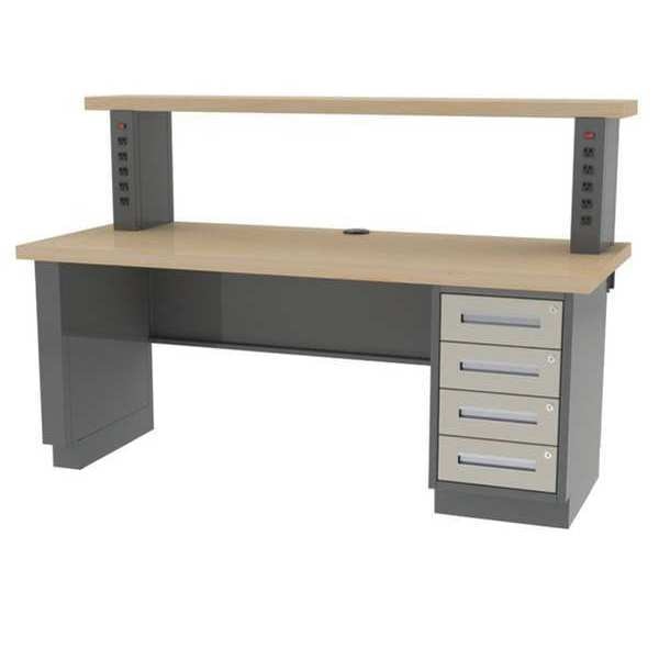 Workbench, Butcher Block, 60 in W, 29 3/4 in Height, 1,800 lb, Panel/Pedestal