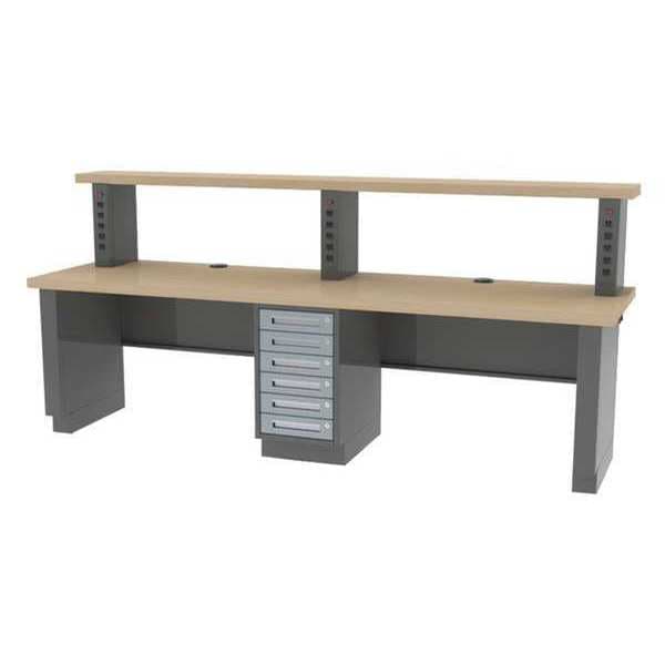 Workbench, Butcher Block, 96 in W, 35 3/4 in Height, 1,800 lb, Panel/Pedestal