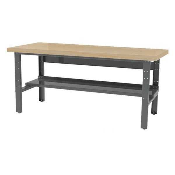 Workbench, Butcher Block, 72 in W, 34 3/4 in Height, 1,800 lb, Straight