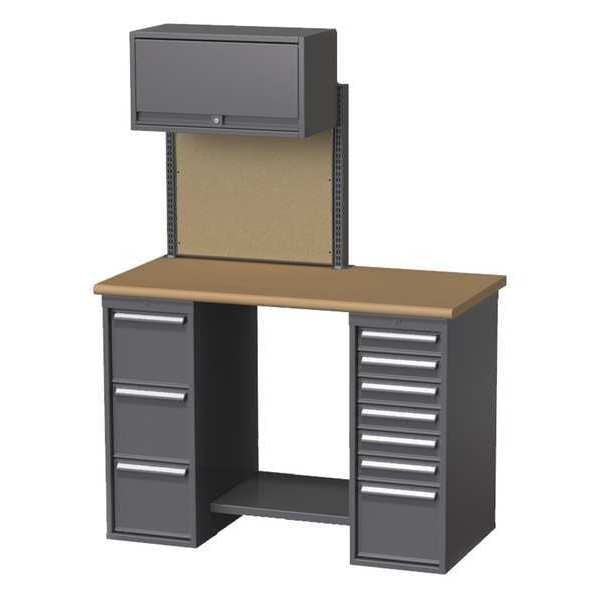 Workbench, Butcher Block, 60 in W, 29 3/4 in Height, 1,800 lb, Pedestal