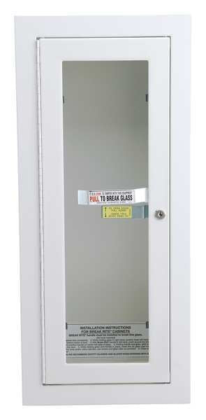 Fire Extinguisher Cabinet, Semi Recessed, 26 3/4 in Height, 10 lb